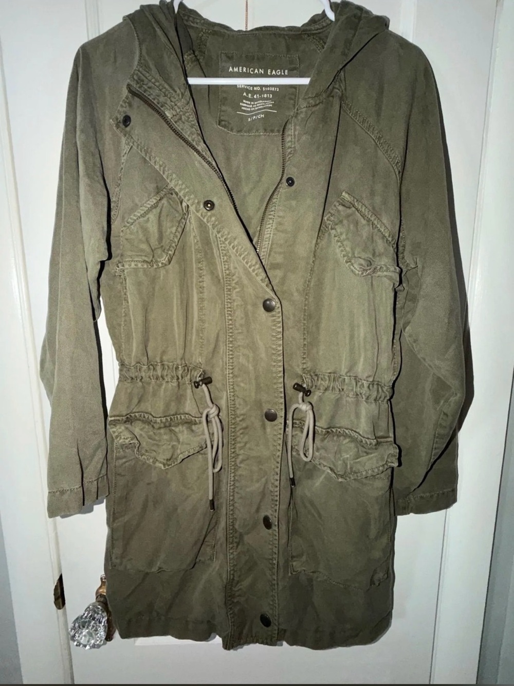 American Eagle Outfitters Olive Utility Hooded Anorak size S